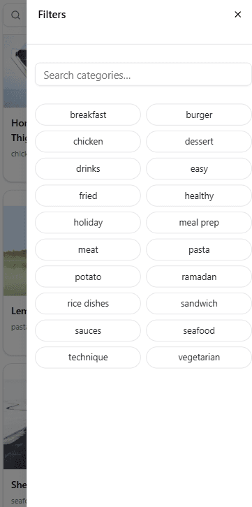 New filter side modal